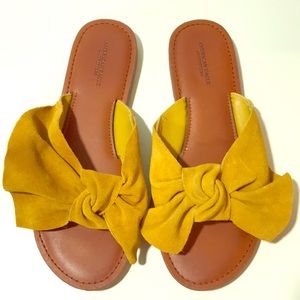 Yellow Suede American Eagle Bow Sandals